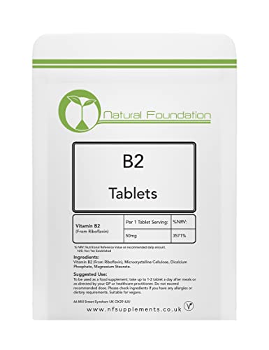 Vitamin B2 Tablets 50mg Riboflavin Supplement for Energy & General Health | Natural Foundation Supplements (3 Tablet Sample) Cover