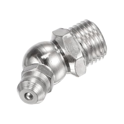Image of uxcell Nickel-Plated Iron 45 Degree Grease Fitting M10 x 1mm Thread Hydraulic Grease Fitting Accessories, 40Pcs