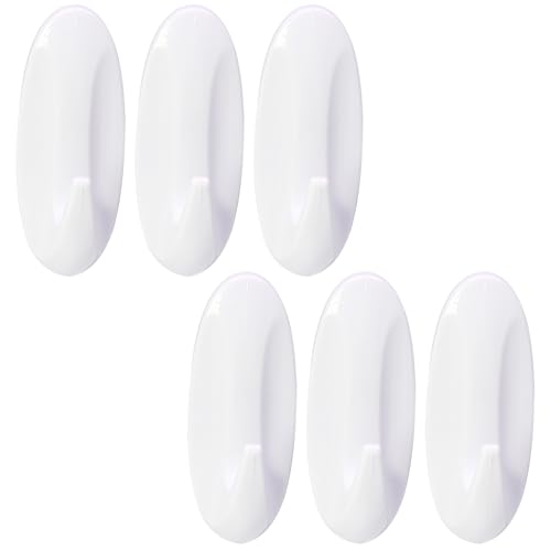 Qjaiune 6 Pack Medium Utility Hooks, Holds up to 2.5 lb, Damage Free Hanging Hooks Removable Wall Hooks Self Adhesive Hooks, Heavy Duty Sticky Hooks for Hanging Garland Hat Key Coat Wreath Towel - Thumbnail 7