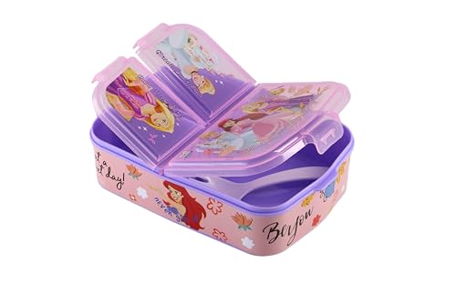 Image of SKi Homeware Trio 3 Compartment Bento Lunch /Snack Box + Sipper Bottle Combo |for Kids' School, Picnic, Sports | for Return Gifts or Party Favours- Princess