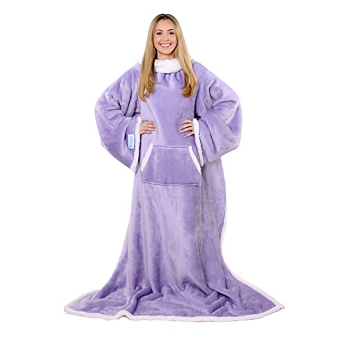 Snuggie The Original Wearable Blanket With Sleeves & Pockets | Sherpa Cozy Oversized Throw for Adult Men & Women Machine Washable Great Gift for Holidays As Seen on TV | One Size Lilac 71 x 54