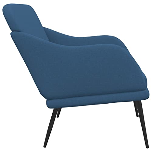 Banco acolchado de 110 cm azul con respaldo y reposabrazos estilo sofá pequeño 6