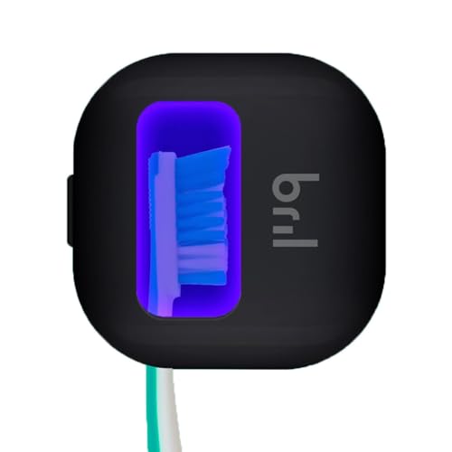 Bril UV-C Toothbrush Sanitizer and Holder, Portable Cleaner, Travel Cover, Magnetic Holder, and Rechargeable Case for Any Size Toothbrush, Black