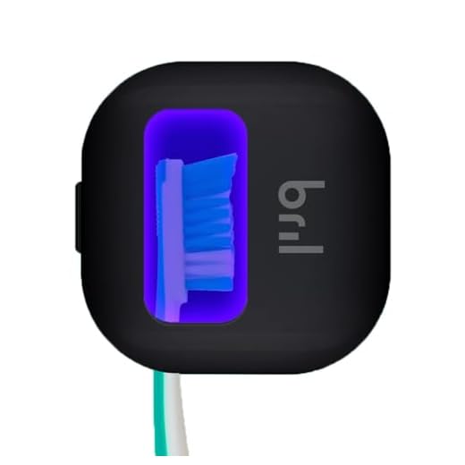 Bril UV-C Toothbrush Sanitizer and Holder, Portable Cleaner, Travel Cover, Magnetic Holder, and Rechargeable Case for Any Size Toothbrush, Black