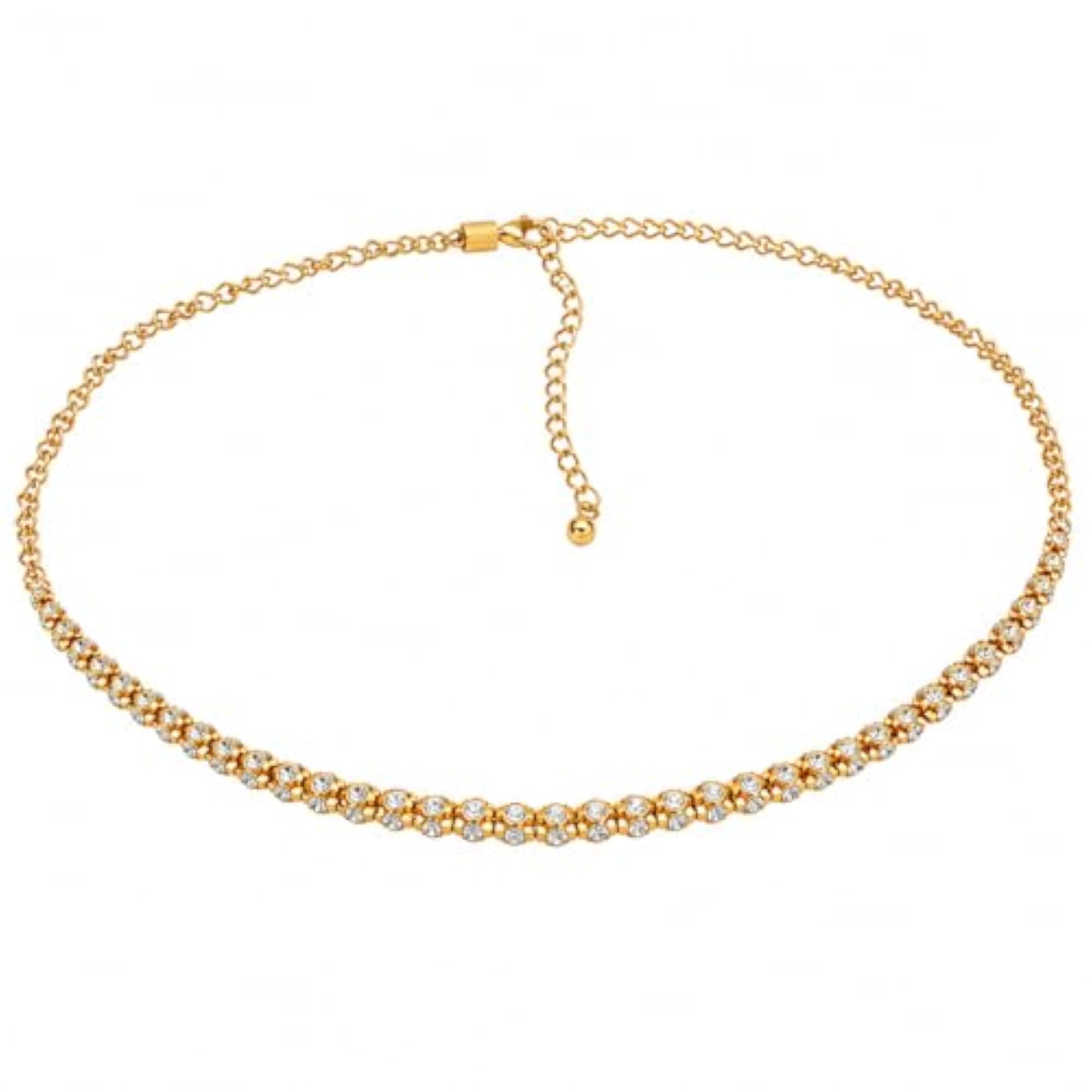Women's Gold-Tone Round Waist Chain with Rhinestones