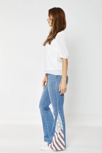 Judy Blue Americana Flare Jeans- Ivory Gem4