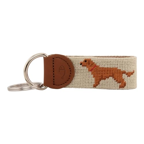 Image of Leather Hand-Stitched Needlepoint Key Fob or Key Chain