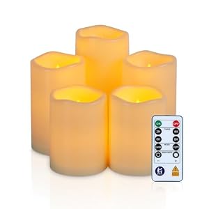 Homemory Wasserdichte Outdoor LED Kerzen mit Fernbedienung &Timer,5er-Set