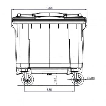ESE Conteneur à déchets Professionnel 660 L - Robuste et éco-Responsable 100% recyclé - Poubelle 4 Roues dont 2 avec Frein - Anthracite – Fabriqué en France