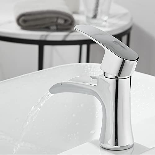 Robinet de lavabo cascade en laiton chromé avec commande unique fluide