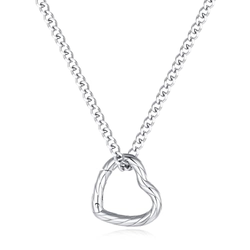 GAVU Stainless Steel Ring Holder Necklace for Women, Women’s Silver Heart Charm Holder Necklace 20
