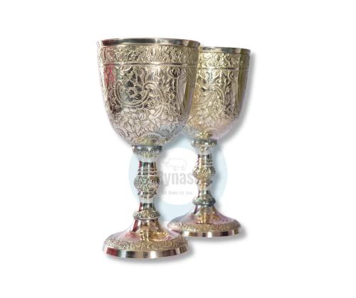 Rynass Pack Of 1, 2 Wine Goblet Chalice Brass Vintage Handmade King's Royal Fantasy Embossed Glasses Cup Wedding & Gothic 7 Oz 6-Inch With Classic Packing (Pack Of 1) (Pack Of 1) #TOP5