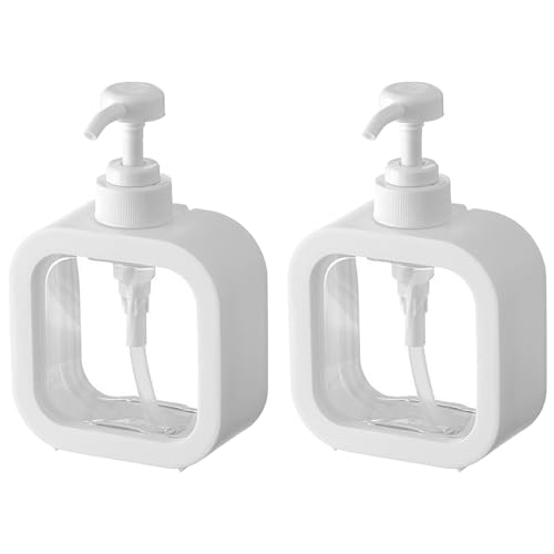 Dispenser Sapone，2 Pcs Dispenser di sapone liquido in plastica Dispenser sapone cucina Ricaricabili dispenser doccia，Dispenser Shampoo e Bagnoschiuma (300ml)
