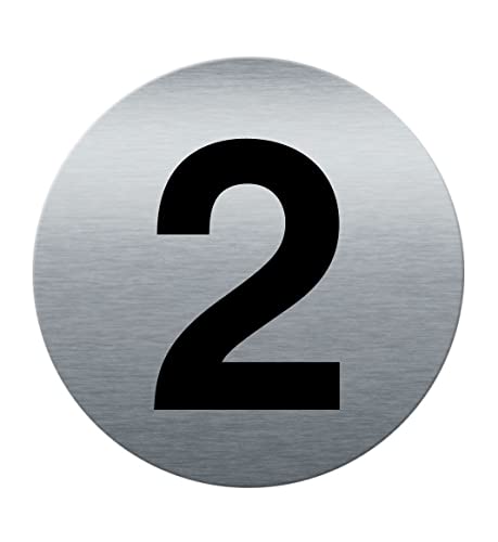 AUA SIGNALETIQUE - Plaque de porte Aluminium brossé imprimé AluSign Ø 85 mm - épaisseur. 3 mm - Double Face adhésif au dos (2)