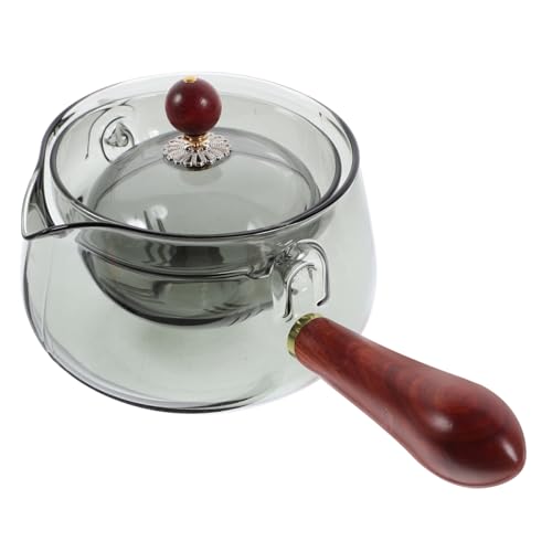TOPPERFUN Tetera Gongfu Grados Tetera de Vidrio de Borosilicato con Mango de Madera Tetera para Hogar y Oficina Diseño Elegante y Práctico