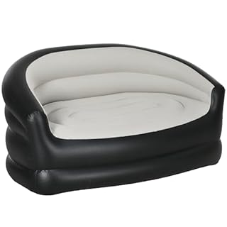 Outsunny Canapé Gonflable pour 2 Personnes, canapé d'air pour l'extérieur, 138 x 87 x 71 cm, Noir et Gris