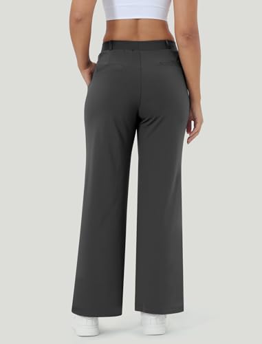 Image of Wide Leg Work Pants for Woman Stretchy Office Slack Dress Pants Business Trousers with Pockets