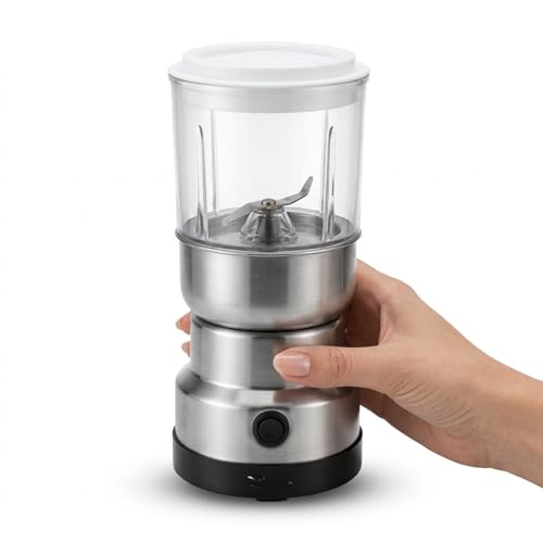 Image of Drumstone Big Electric Grinder for Kitchen | Heavy Duty Multipurpose Dry Grinder with Stainless Steel Blades & Powerful Motor | Spice, Masala, Coffee Bean & Grain Grinding Machine | Silver