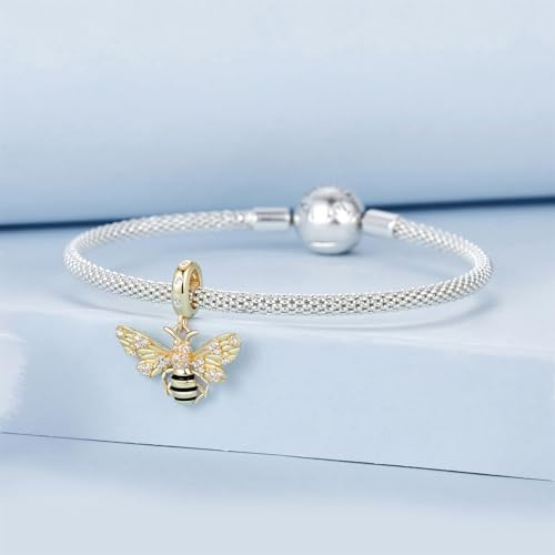 Dijes de abeja en plata de ley 925 y oro para pulseras 2