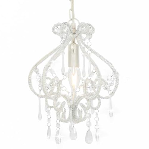 Plafonnier avec perles Blanc Rond E14