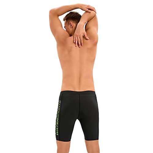 Veranobreeze Maillot de Bain pour Homme Jammer Natation Compétition Pantalon Endurance Long Racing Training Maillot de Bain (Vert + Blanc, XXL) – vue 3