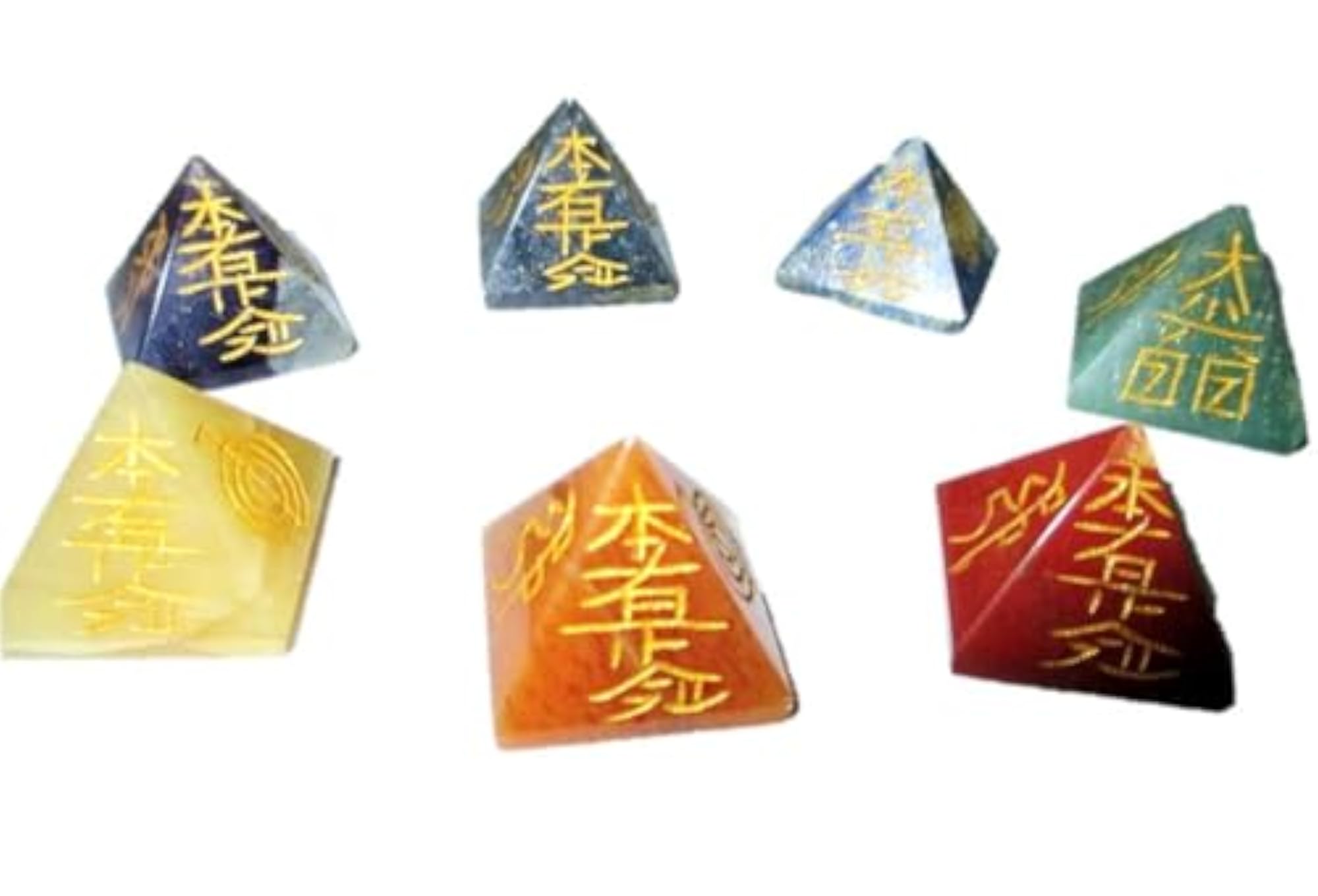 Jet Chakra Pyramid Usui Engraved Pentagram Healing Set