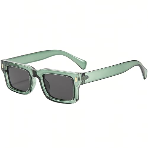 Kursan Classic Square Sunglasses for Women Men Trendy Thick Frame Sun Glasses Black Shades UV400 (Transparent Green/Black)