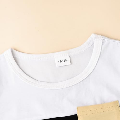 Image of Toddler Boy Clothes Baby Summer Outfit Patchwork Tee Shorts 12M-4T