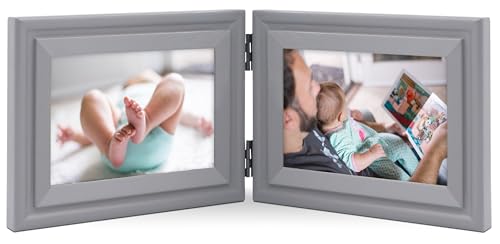 JD Concept Double 4x6 Horizontal Picture Frame, Grey Decorative Wood Frame