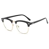 Dollger Half Frame Browline Glasses Frames For Women Men Non Prescription Clear Lens Glasses Nerd Frame Eyeglasses(Sand Black Frame)
