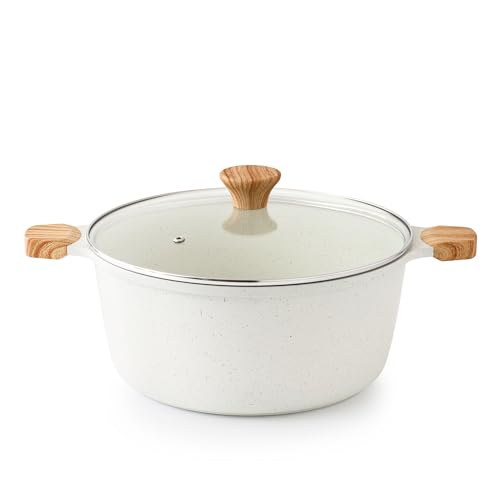 Comparison: Best 7 Quart Stock Pot 6 SENSARTE Ceramic Nonstick Stock Pot with Lid, 7 Qt Induction Cooking Pot with Tempered Glass Lid, Stew Pot for Soup and Oatmeal, Pasta Casserole, Free of PFAS & PTFE, White