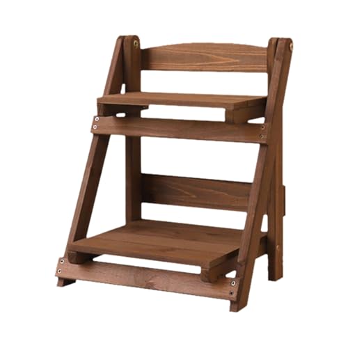 Generico Expositor plegable para macetas - Soporte para plantas en , estante de madera de pino de 2 niveles, estante trapezoidal duradero, soporte para grasas multicapa | para int