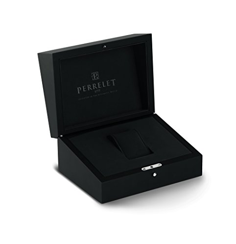 Perrelet Turbine Reloj Automático para Hombre con Negro Esfera analógica Pantalla y Correa Negra de Goma A1047/1