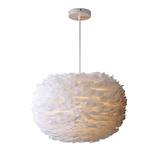 Lustre plume blanc E27 luminaire suspendu de 50 cm au design raffiné pour plafond de couloir