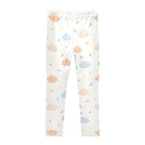 Clouds Sun Moon Stars Girls Leggings,Workout Leggings for Girls Toddler Athletic Leggings Size for 3-10T2