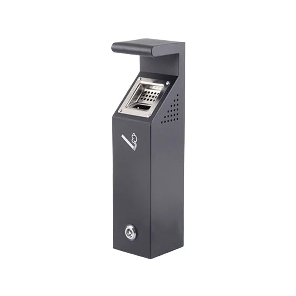 Stand ashtray Outdoor Commercial Wall Mounted Ashtray, Stainless Steel Baked Ename Rainproof Small Ash Pillar Black Pillar
