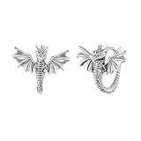 Pendientes de aro de dragón volador de plata de ley 925 for mujeres y adolescentes, pendientes de animales, aro abierto llamativo, aros pequeños ligeros