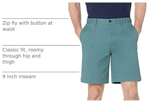 Image of Amazon Essentials Men's Classic-Fit 9 inch Cotton Twill Chino Shorts with Button-Through Pockets