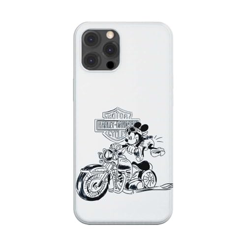 Custodia in silicone morbida trasparente per Apple iPhone stampata in Francia, Harley Davidson M Mouse (iPhone 13 Pro)