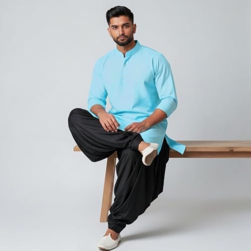 Image of Mens Pure Coton Kurta Dhoti Set | Traditional Ethnic Wear for Festive & Wedding Men's Cotton Kurta with Dhoti Set | Comfortable Ethnic Traditional Outfit Stylish Men's Cotton Kurta Dhoti Set.