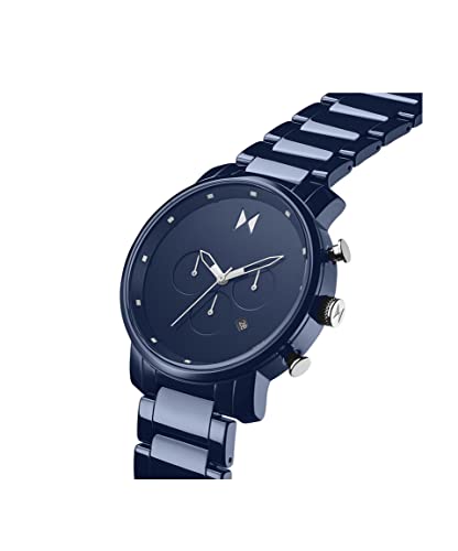 Image of MVMT Ceramic Analog Blue Dial Men Watch-28000204-D, Blue Band