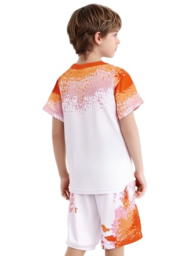 YiZYiF Kids Boys Quick-drying Summer Clothes Gradient Short Sleeve Shirts Athletic Shorts Set Sportwear2