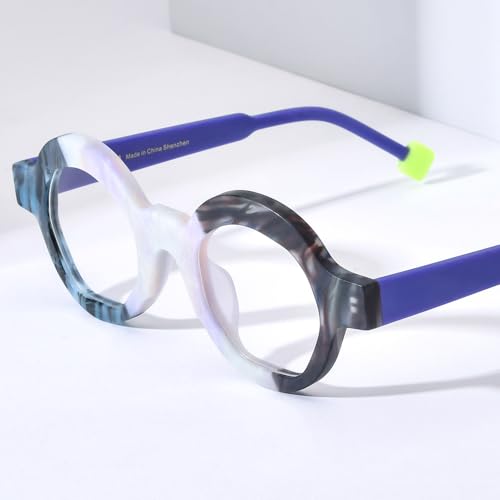 Image of HEPIDEM Multicolor Acetate Glasses Frame Women,Oversize Round Optical Eyeglasses
