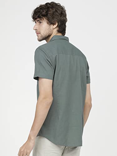 Image of Ketch Men's Cotton Slim Fit Solid Half Sleeve Shirt