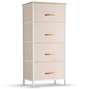 COSYLAND Commode smalle kast met 4 laden van stof opbergtoren, stabiel meubilair voor slaapkamer badkamer…