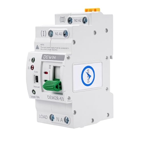 DEWIN Automatischer Transferschalter Transferschalter Hutschiene ATS Dual Power Automatic Transfer Switch Elektrische Wahlschalter 2P 63A 220V