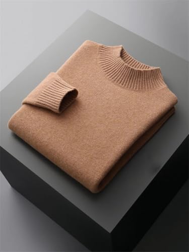 Men's Cashmere Sweater Mock Neck Long Sleeve Pullover Thick Basic Soft Warm Clothing 100 Percent Merino Wool2