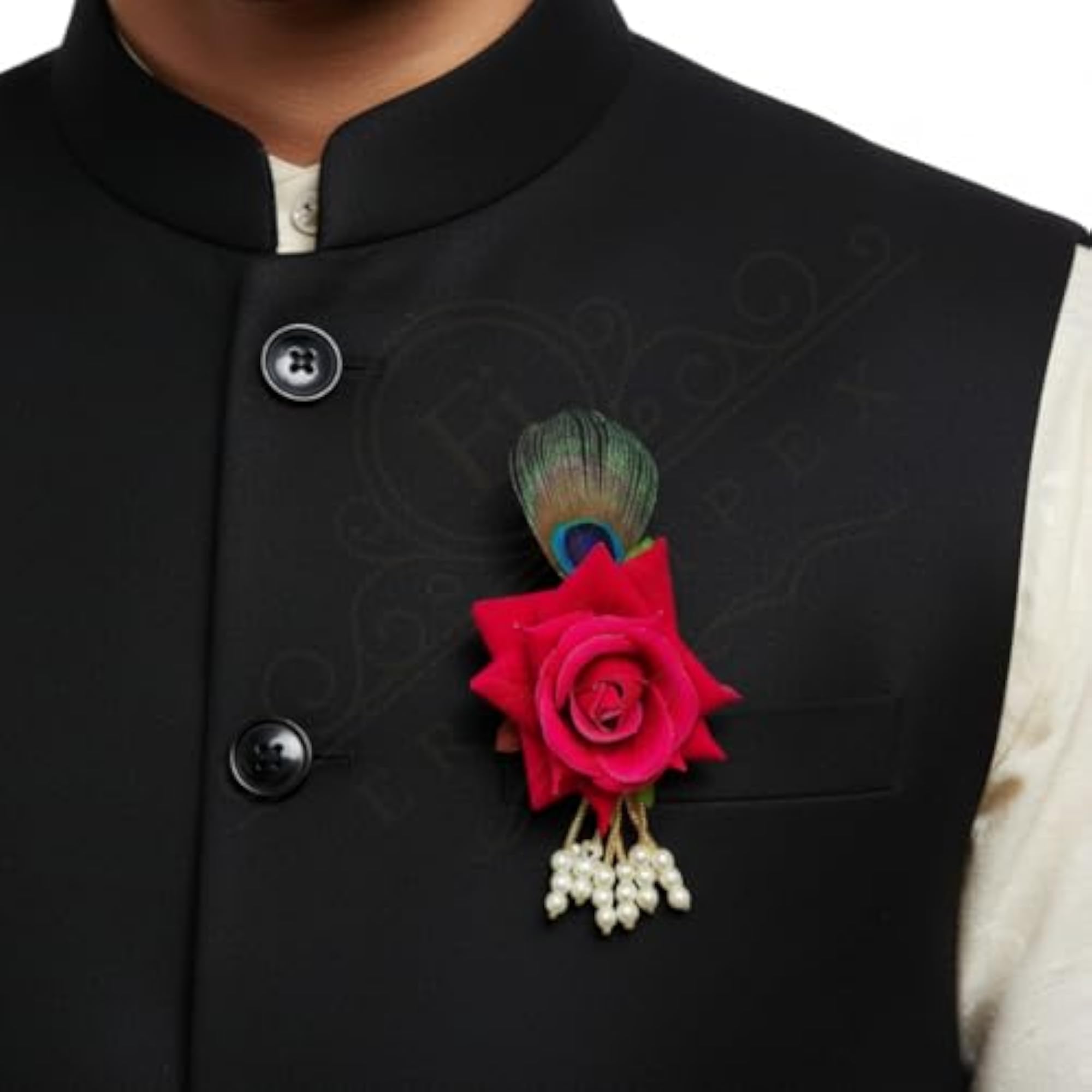 Premium Rose Flower Brooch for Traditional Wear