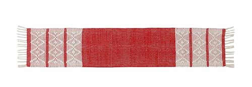 Image of Handwoven Designer Organic Cotton Table Runner for 6 Seater Dining Table |Center Table | Patio Table |Coffee Table (14*72 INCHES)|RED D| TRBL 019