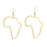 Pendientes De Mapa Del Mundo: Pendientes Grandes De Moda Para Mujer, Pendientes Grandes Exagerados Con Mapa De África, Pendientes De Viajero Con Mapa Antiguo, Bandera De País, Joyería De Moda